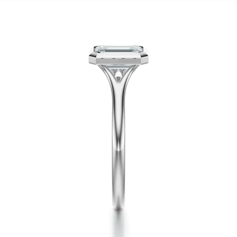 Pierścionek diament szlif szmaragdowy z białego złota SBPZ_033